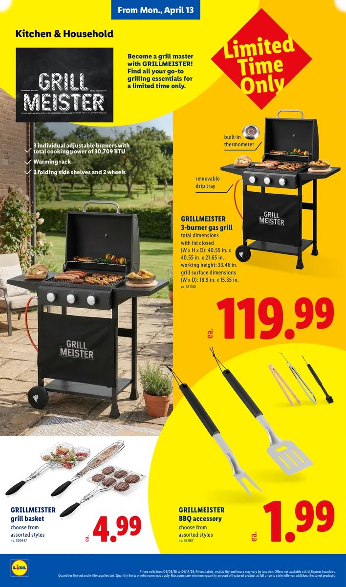 Savings on a Grillmeister gas grill and grilling essentials.