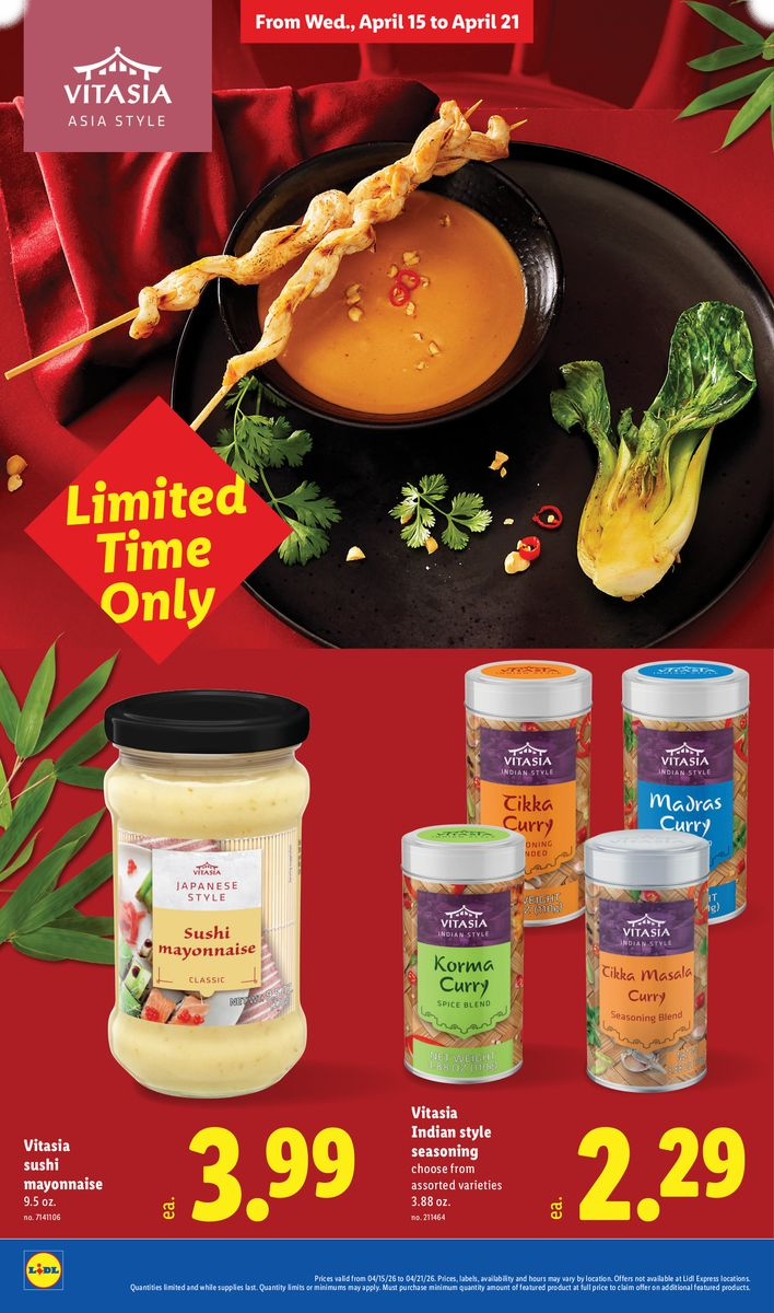 Vitasia sushi mayonnaise and Indian style seasoning in assorted varieties.